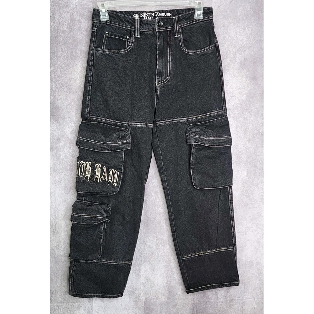 Ninth Hall Black Cargo Pants with Utility Pockets